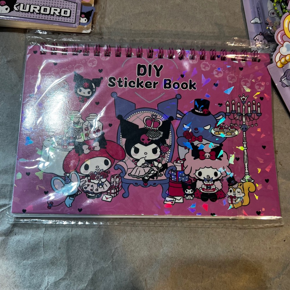 Sanrio Kuromi My Melody Stationery Bundle Sticker Books Notebooks Charger New - Picture 4 of 13